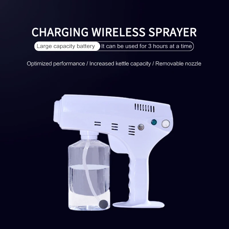 

Electric Nano Saintizer Spray Gun Cordless Disinfectant Sprayer Fogger Blue Light Nano Steam Gun Mixed Vapor Nano Spray Machine
