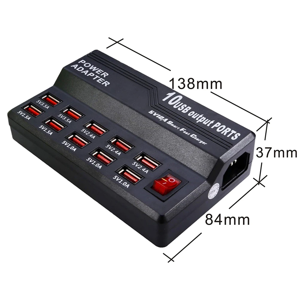 USB-хаб с 10 портами для быстрой зарядки настенная дорожная настольная зарядка