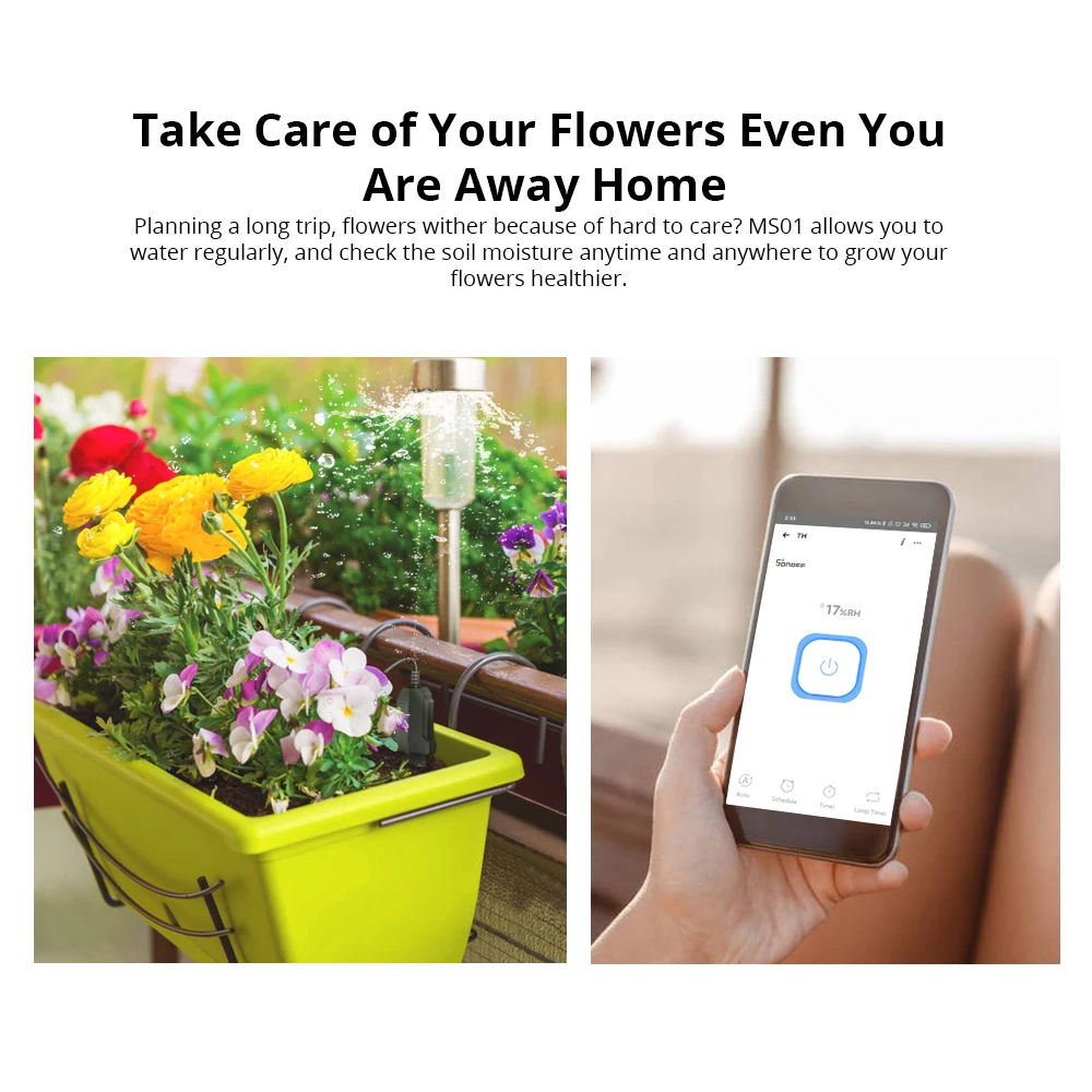SONOFF MS01 Smart Flora Soil Monitor Garden Care Plant Grass Water Moisture Tester Sensor DIY Flower Gardening Detector | Обустройство