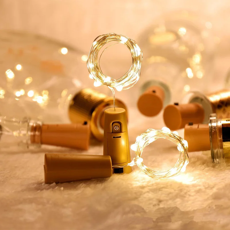 

Battery Powered Garland Wine Bottle Lights with Cork Copper Wire Colorful Fairy Lights String for Party Wedding Christmas Decor