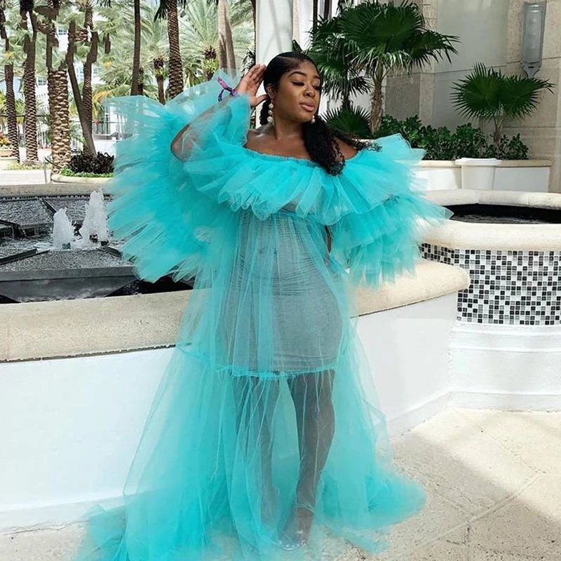 

Plus Size Formal Dress Robe Tulle robe de soiree Elegant Long Fuchsia Evening Gown Tiered Off Shoulder vestido de festa longo