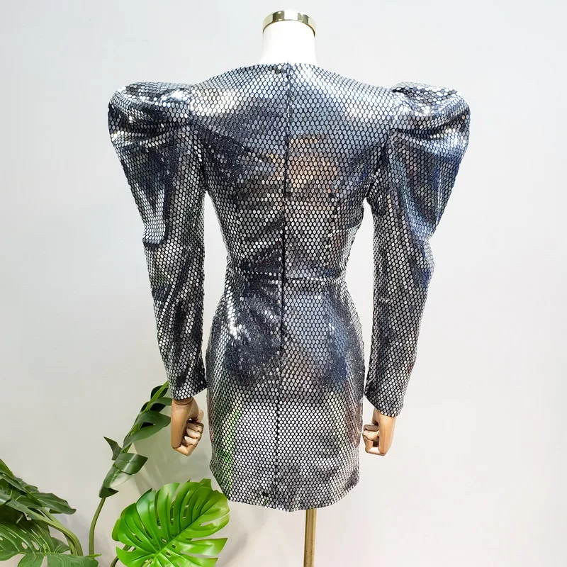 Соблазнительные Клубные роскошные серые женские Серебристые платья-карандаш с