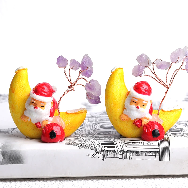 

1PC 100%Natural Amethyst Lucky Tree Stone Rock Mineral Specimen Father Christmas Home Decor Figurine Christmas Decor DIY Gifts