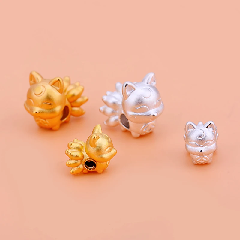S999 Серебряный Zhaohua Nine Tail лиса бусина 3d аксессуары из жестких серебряных бусин
