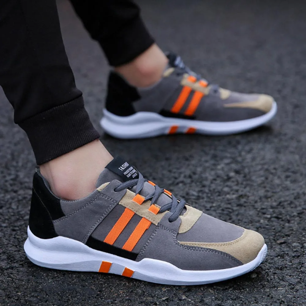 Non-Leather Casual Shoes Color Matching Stripe Mens Wild Canvas Sneaker Outdoor Hiking White Brand | Обувь