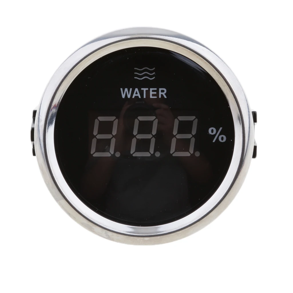 

2x Digital Water Level Gauge 0-190ohm 52mm 316L Black Chrome for Marine