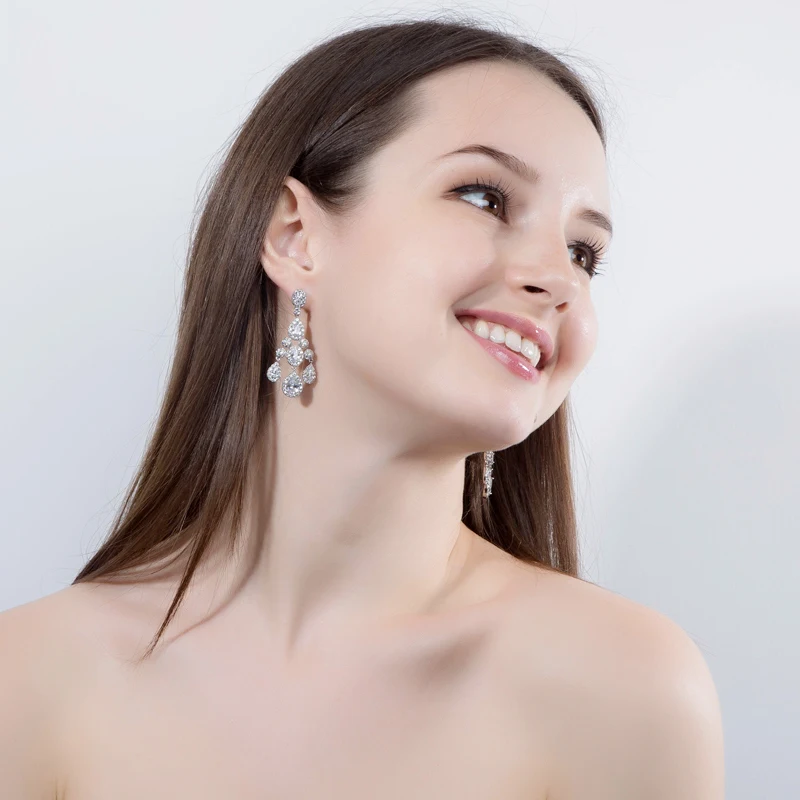 Роскошные свадебные ювелирные изделия ThreeGraces из кубического циркония блестящие