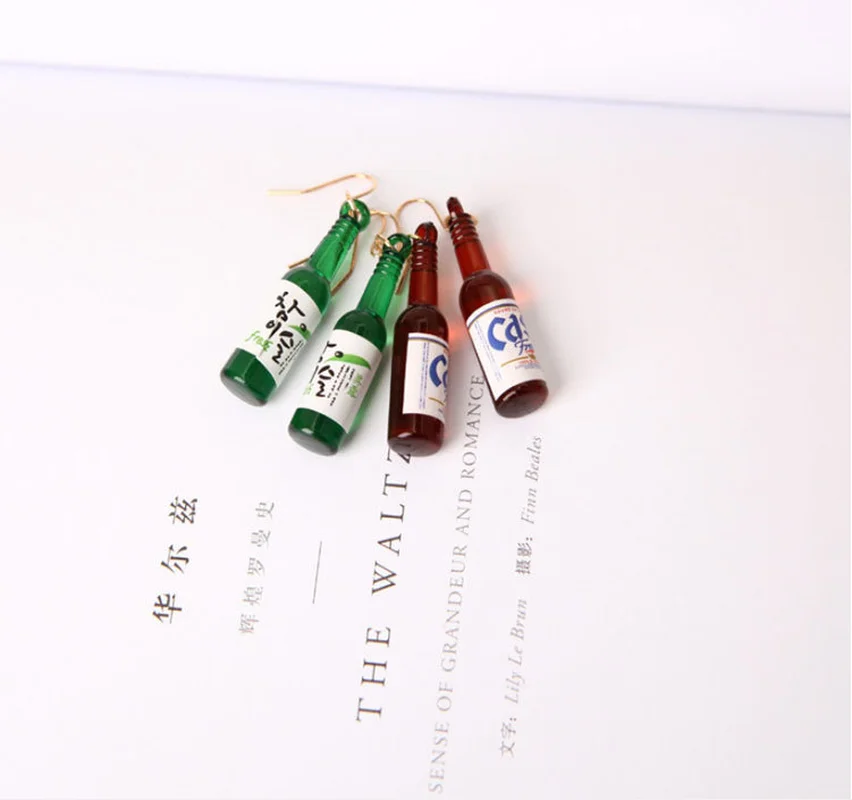 Женские серьги в виде бутылочек с минеральной водой 2 цвета | Украшения и