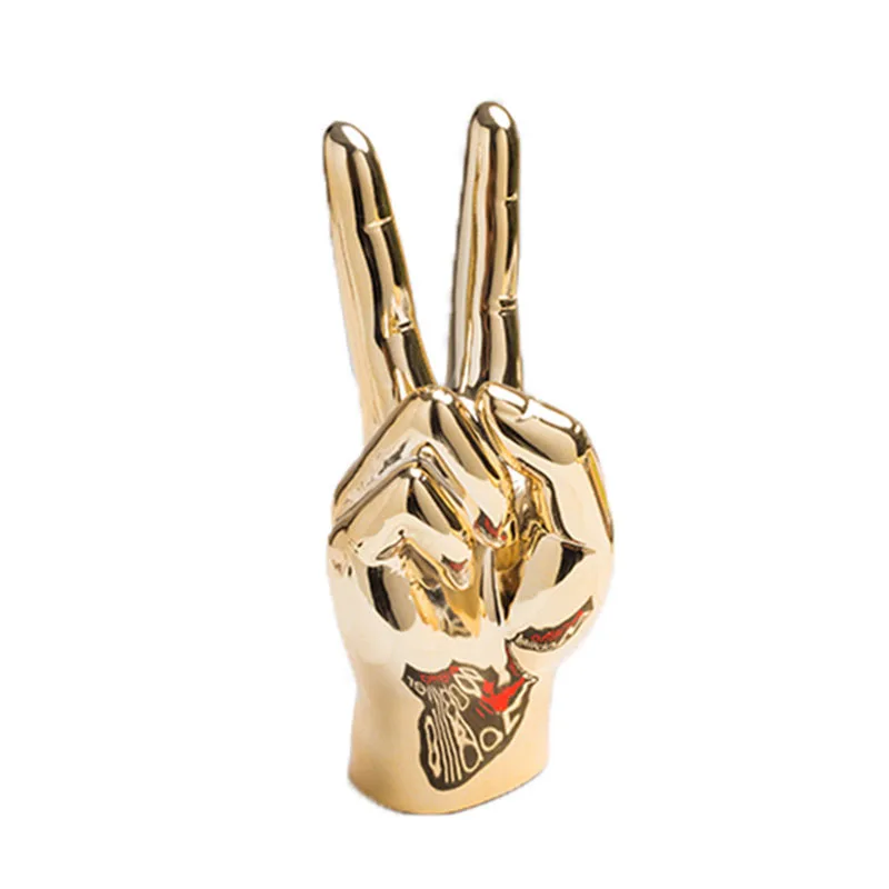 

Nordic Creative Galvanized Golden Finger Artware Sculpture Home Decoration Accessories Modern Art Ceramic Statue Room Ornament