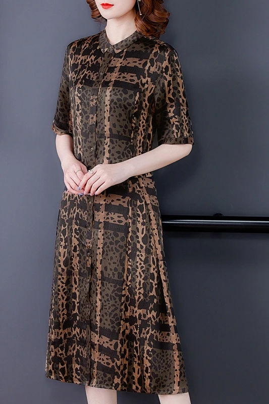 

COIGARSAM 4XL Plus Size Women dress Summer Dresses Red Leopard Grain 5155