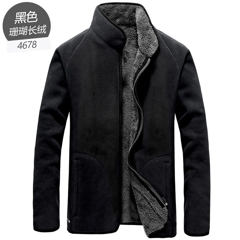 4678 black Winter Large Size Plus Velvet Reversible Jacket Men Women Outdoor Trekking Hiking Climbing Coat Sports Thermal Fleece Clothes - Цвет: 4678 black