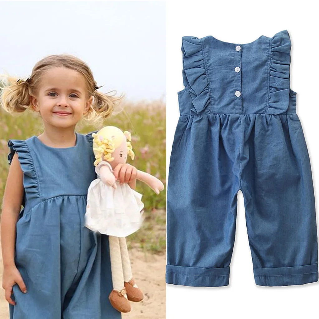 Детский джинсовый комбинезон для девочек осенний костюм | Мать и ребенок