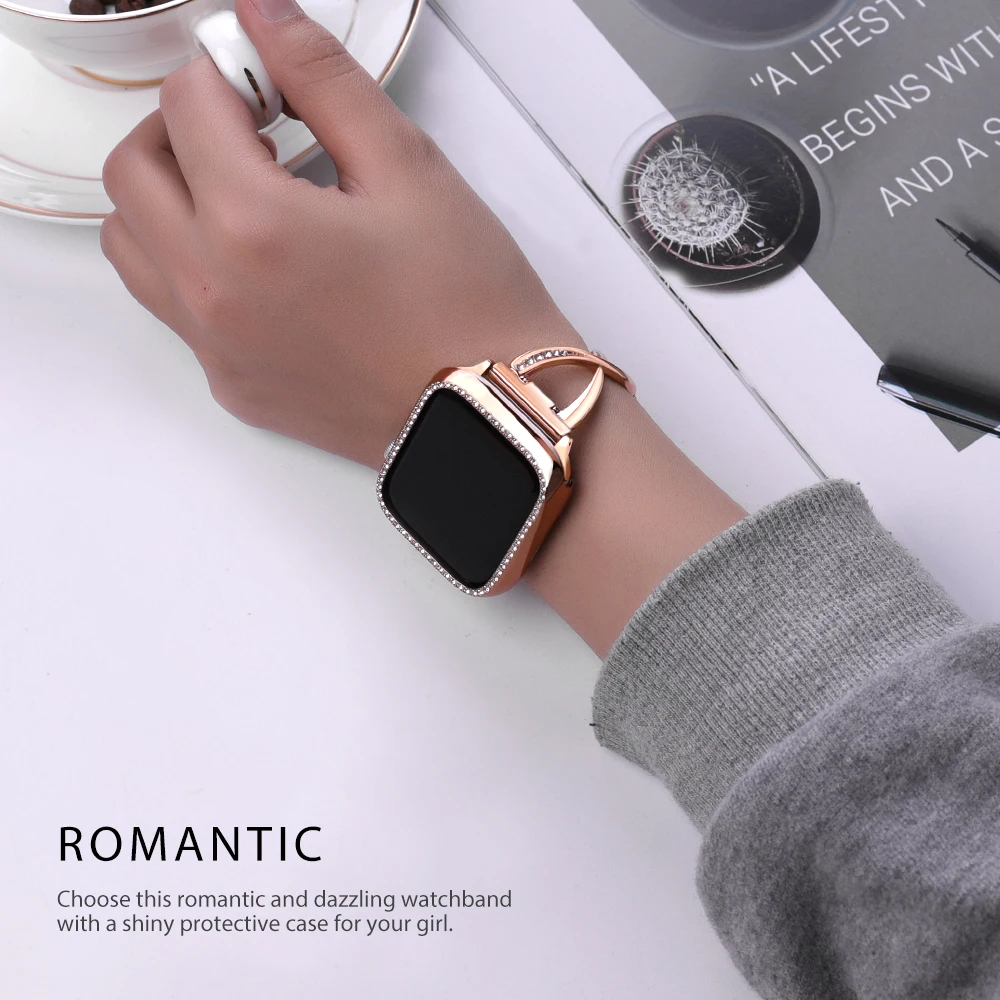Ремешок + чехол подходящий для apple watch 5/4/2/1 браслет из нержавеющей стали с