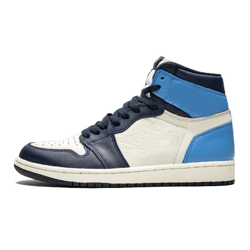 

1 Basketball Shoes 1s Men's Chicago Obsidian UNC Twist Light Smoke Grey Breathable Sports Sneakers