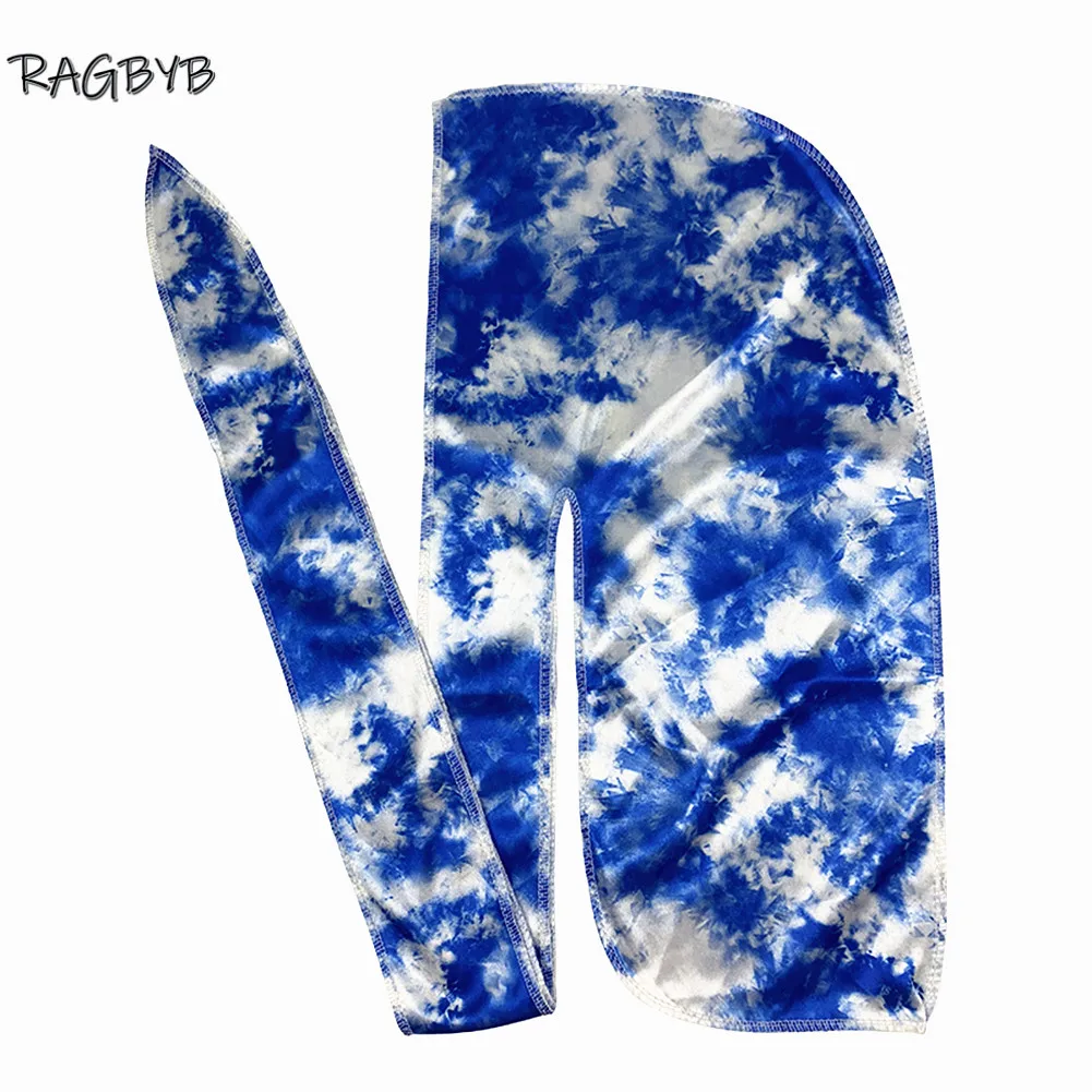 RAGBYB Premuim Tie окрашенный Шелковый Durag длинный хвост мужской принт шелковистые Durags