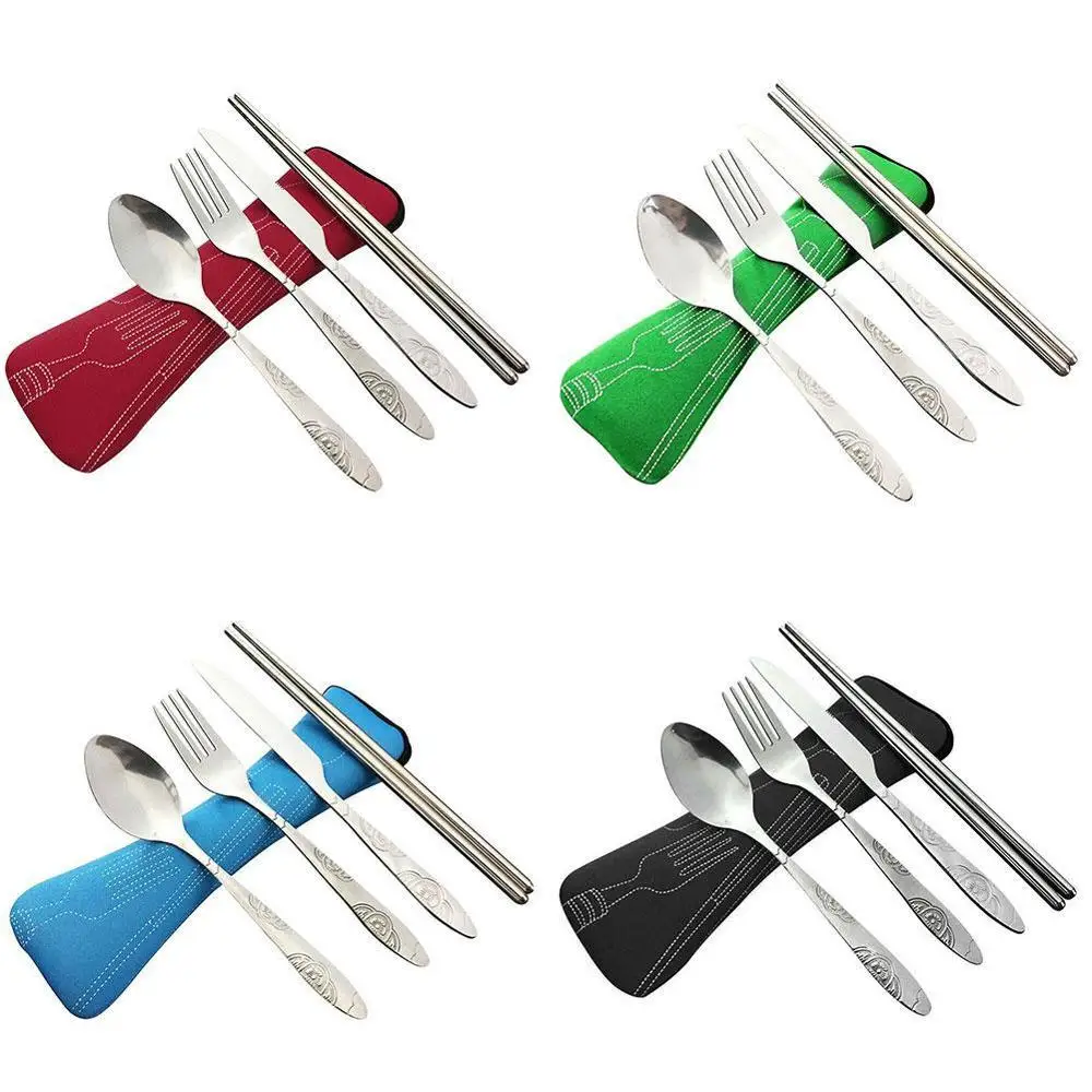 4 шт./компл. вилка из нержавеющей стали ложка палочки для еды портативные походные