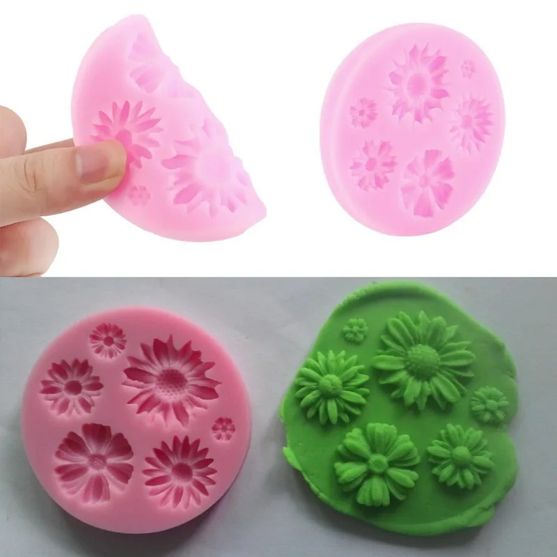 

3D Daisy Flower Silicone Molds Fondant Craft Cake Candy Chocolate Sugarcraft Ice Pastry Baking Tool Mould Cake Stencil Fondant