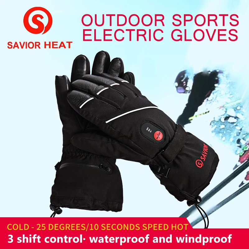 SAVIOR Winter Men Women Ski Gloves Rechargeable Battery Heated Gloves For Skiing Mortorcycle Riding Hiking Fishing Hunting 2020