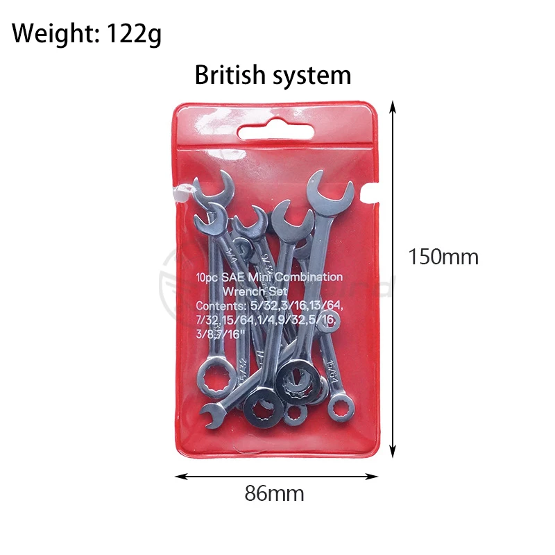 10pcs metric / British Mini mirror throw open-end wrench box set pocket polishing solid and durable | Инструменты