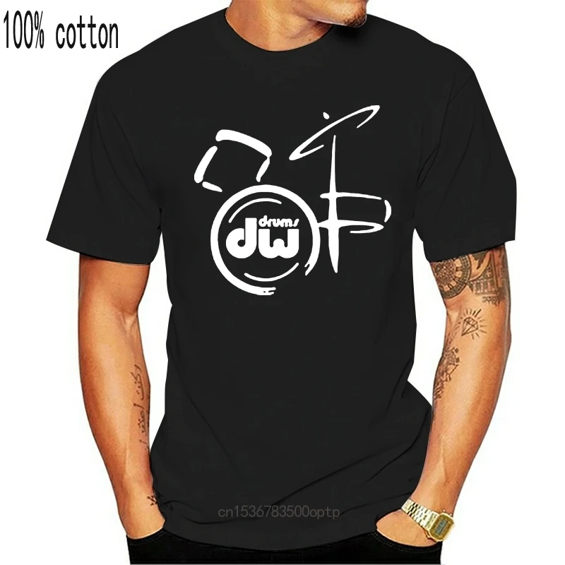

New DW Drum Music Instrument Logo Men Black T Shirt Size S-3XL Cotton Loose Short Sleeve Mens T-Shirts Round Neck Clothes