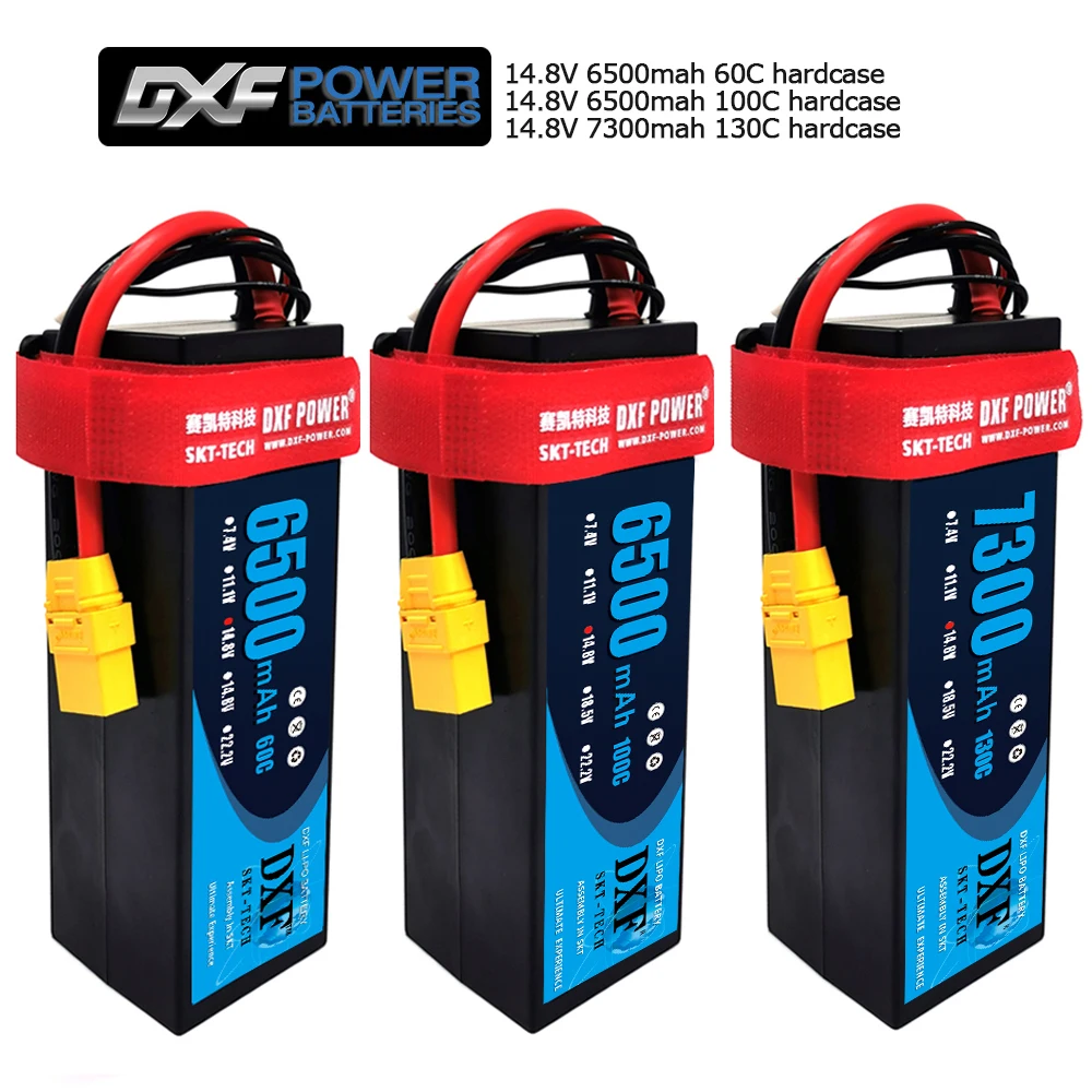 2PCS DXF Lipo 4S Battery HardCase 14.8V 6500mAh 100C/5200mah 50C/7300mah 130C/AKKU for 1:8 1:10 RC Car E Buggy Truggy Truck Boat | Игрушки и