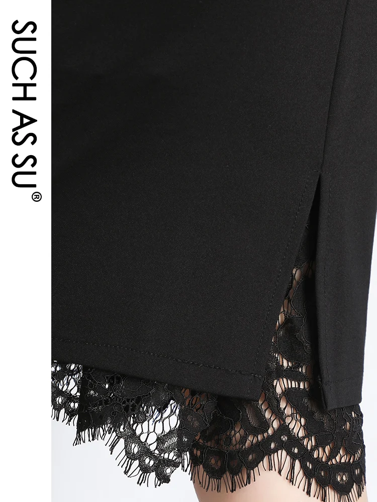 

High Quality New Fashion Elegant Slim Package Hip High Waist Pencil Skirt Wear to Work Office Women Black Lace Skirts