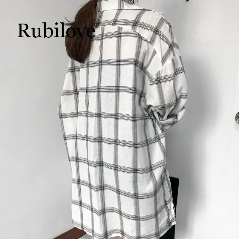

Women New Shirts Casual Plaid All-match Loose Long Sleeve Students Daily BF Ulzzang Single Breasted Womens Korean Style Harajuku