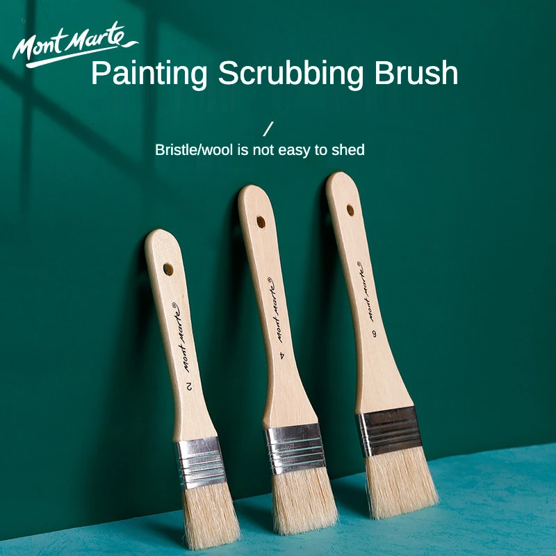 Montmarte 12pcs Drawing Brushes for Painting Bristle Hair Scrubbing Brush Flat Tip Oil-painting Acrylic Brush-pen Art Supplies