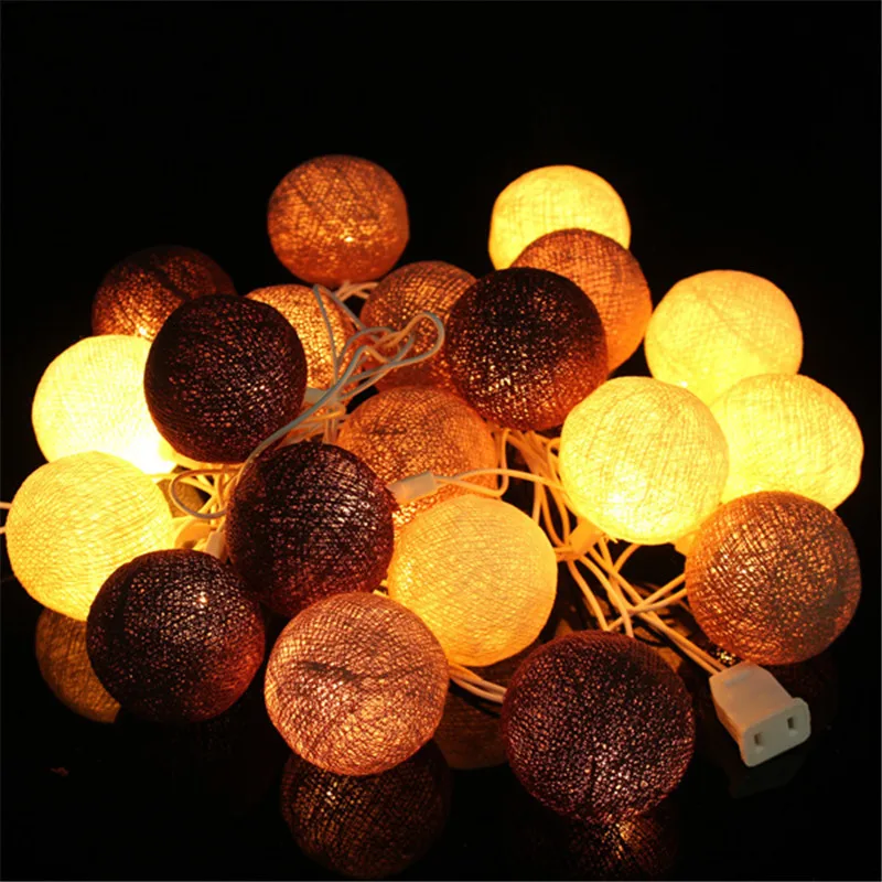 

Гирлянда с хлопковыми шариками, Плетеный шнурок с 20 светодиодами, для свадьбы, спальни, гостиной, рождественской вечеринки, праздничное укр...