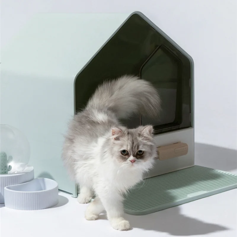

Fully Enclosed Cats Litter Box Drawer Type House Shape Cat Toilet Kitty Anti-splashing Poop Tray Anti-sand Pet Bedpan Supplies