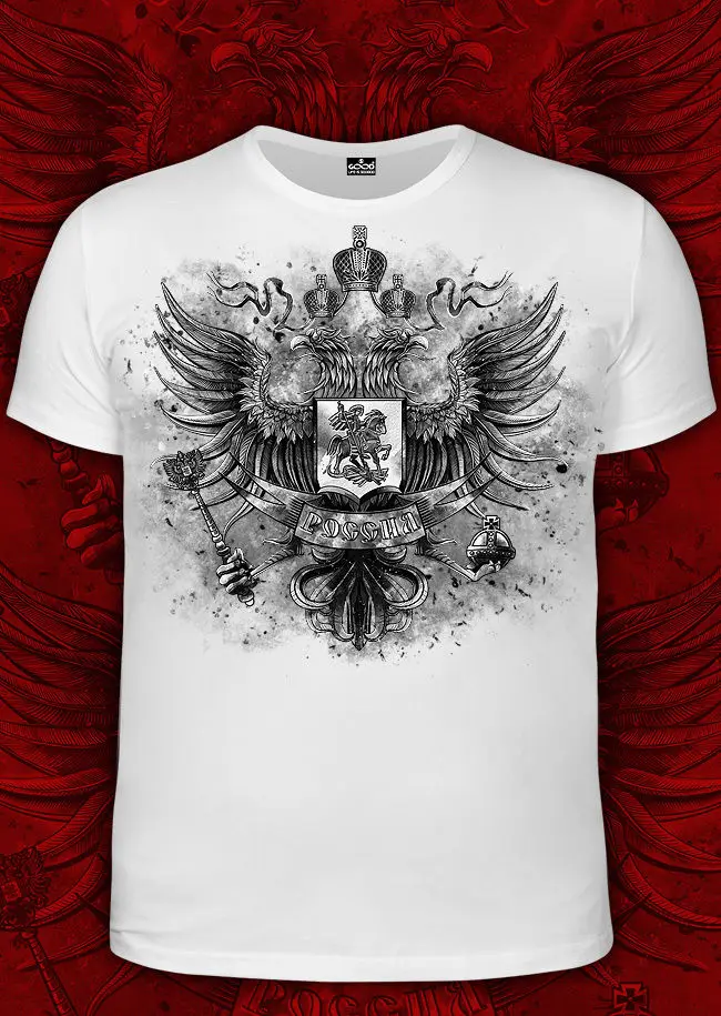 Хлопковая футболка с символикой герба Российской Федерации классная