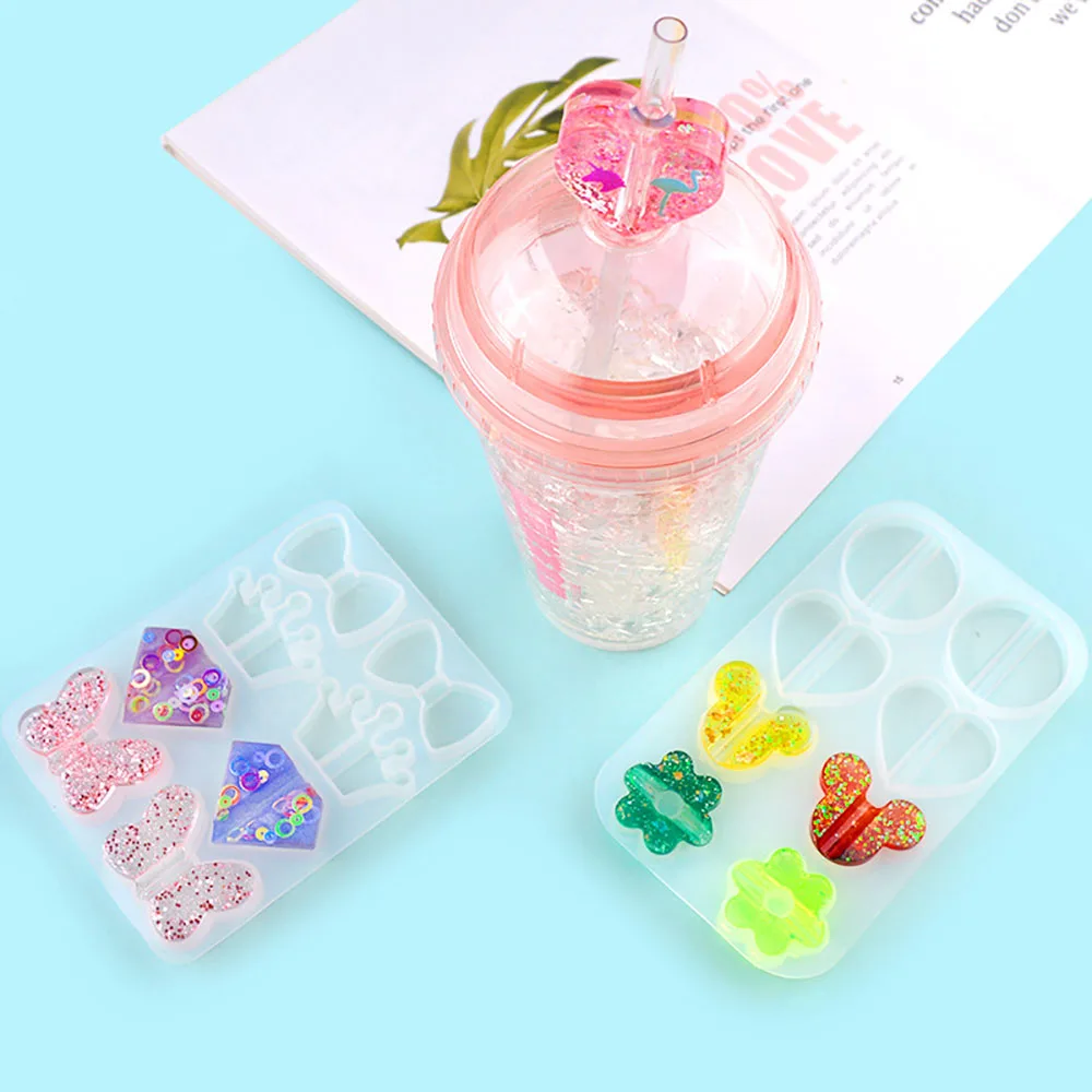 

Crystal Epoxy Resin Mold Cup Straw Accessories Handmade DIY Epoxy Glue Straw Buckle Snap Silicone Mold Jewelry Making Tools