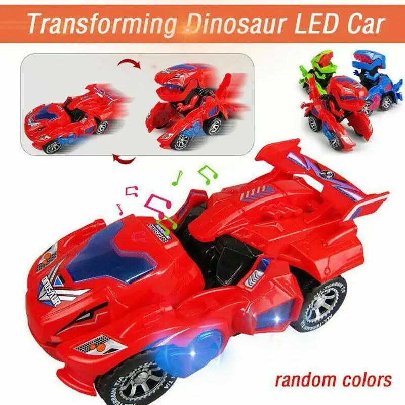 

2020 Transforming Dinosaur LED Car Toys With Light toy LED 3D Car Deformation Kids Sound Electric