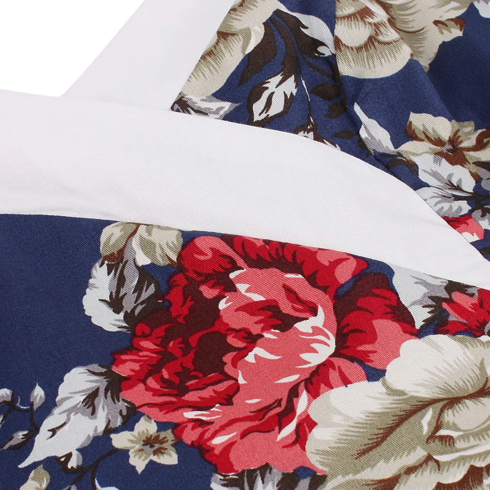 Женское винтажное платье-трапеция с V-образным вырезом и цветочным принтом |