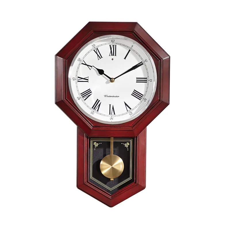 

Luxury Antique Wall Clock Pendulum Retro Simple Wall Clock Mute Wooden Roman Number Horloge Murale Wall Watches Home Decor EB5WC