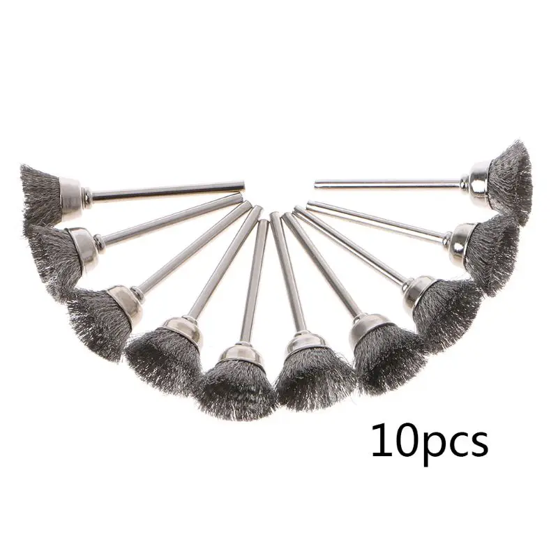 

10pcs Cup Shape Steel Wire Wheel Brushes for dremel Electric Tool Rust Cleaning Rotary Tool for the Engraver Abrasive Materials