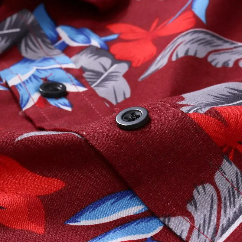 Casual Shirt For Men Fashion Hawaiian Blouse Male Long sleeve Flower printed Men's Dress Black Red New | Мужская одежда