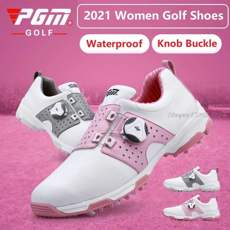 Pgm Women Golf Shoes Women's Leisure Non-Slip Sneakers Waterproof Rotating Buckle Golf Shoes Ladies Sports Trainers 35-40 Size