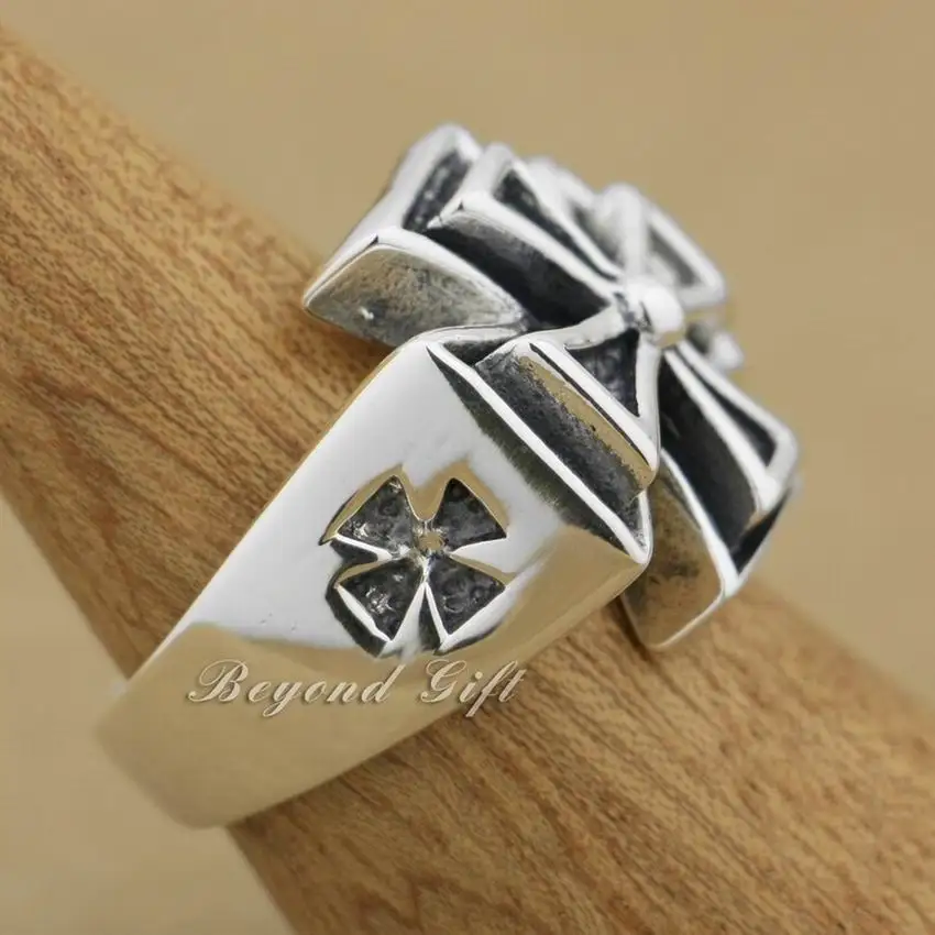 Массивное массивное серебряное кольцо в стиле панк байкер размер от 7 до 15 США 9Q012