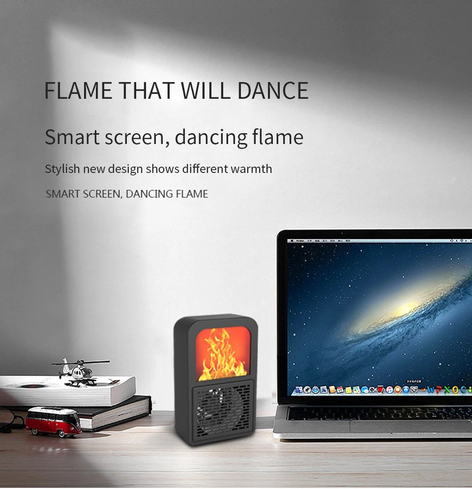 Portable 3D Flame Heater Space Home Mini Electric Heaters Heated Room Heaters Fan Small Heating Stove Radiator Machine for EU/US