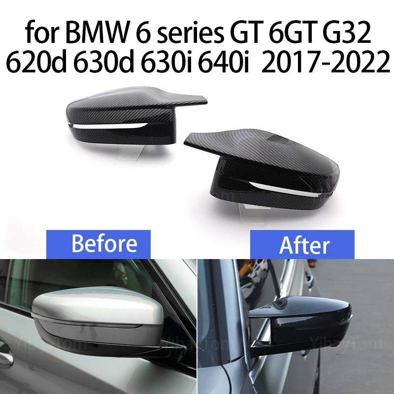 

2pcs Modified LHD Carbon Fiber Pattern Mirror Cover Caps for BMW 6 Series GT 6GT G32 620d 630d 630i 640i 2017-2022 M4 Style RHD