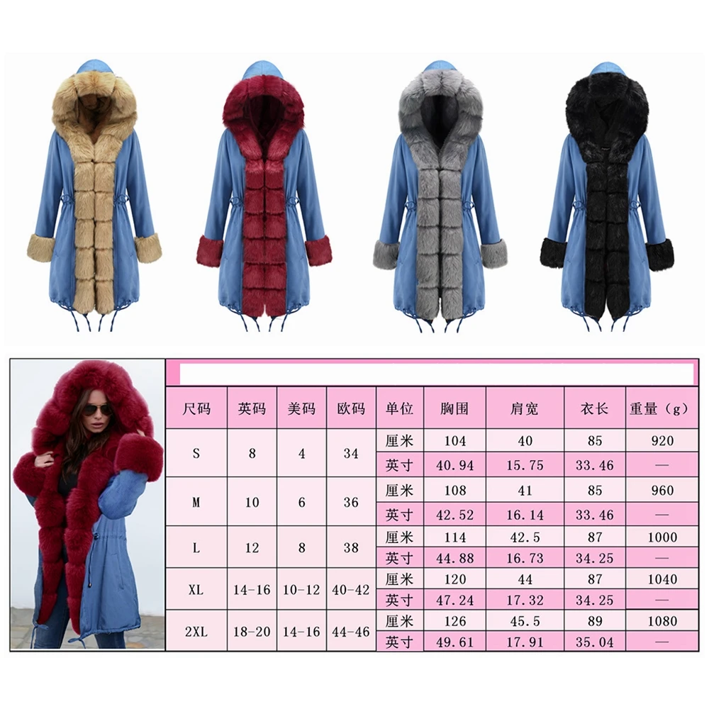 

Warm Winter Women Coat Wool Liner Soft Fluffy Faux Fur Drawstring Hooded Warm Thicken Outdoor Jacket Plus Size Parkas
