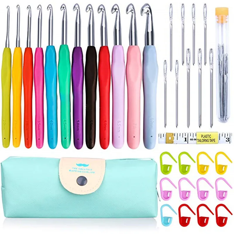 

30/41/35 PCS Multicolor Crochet Hooks Knit Tool With Storage Bag Handle Wool Crocheted Knitting Needles Weaving Craft Tool,1Set
