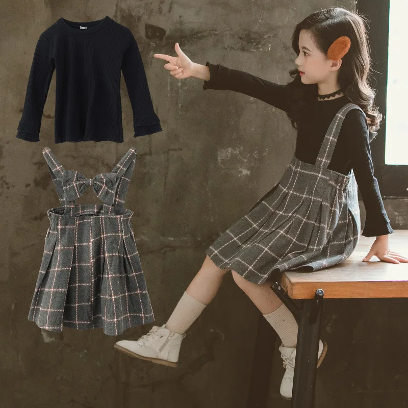 

2023 New Clothes Child Girl Spring Autumn 2pcs Set Korean Children Plaid Skirt Suit Boutique Outfits Girls Ladylike Kids Clothes