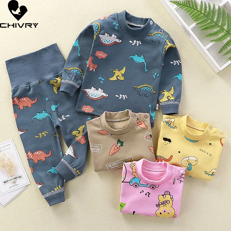 Пижамный комплект для новорожденных мальчиков и девочек футболка с длинным
