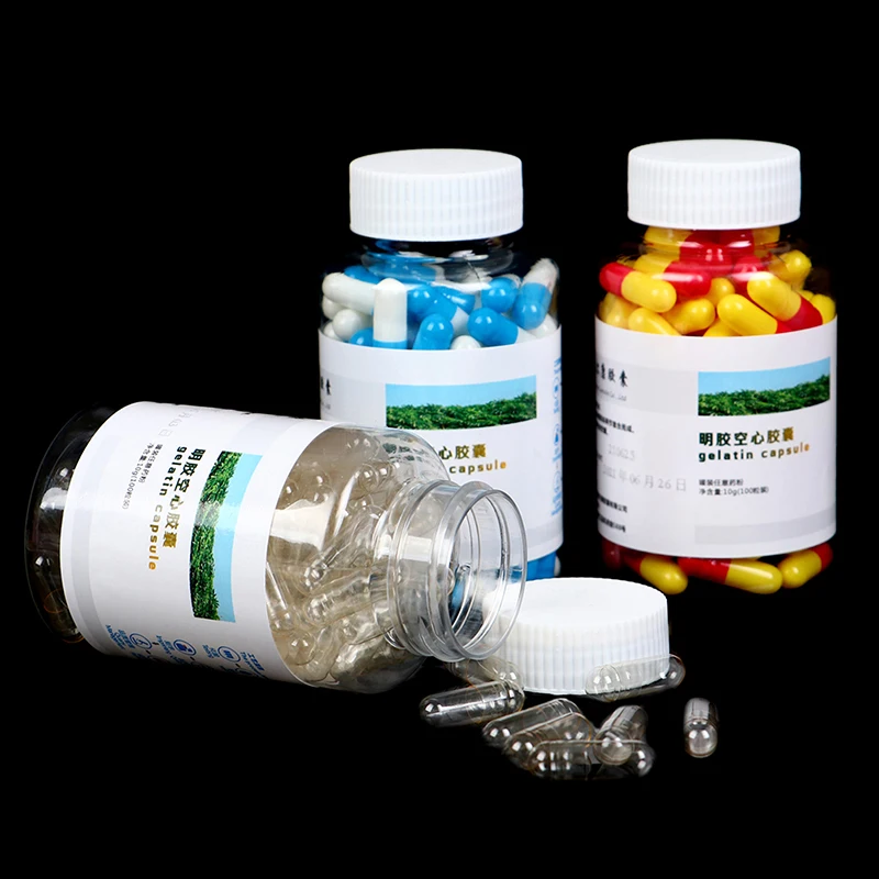 

100 шт. пустые желатиновые капсулы, желатиновые капсулы, Пустые твердые желатиновые капсулы, прозрачный Кошерный гель для лекарственных средств, сменные капсулы для хранения