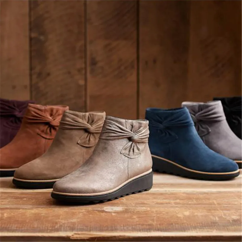 LIBIELIy женская дизайнерская обувь теплые туфли с круглым носком на танкетке