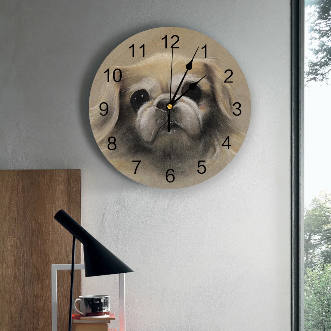 Hand Drawn Puppy Head PVC Wall Clock Living Room Bedroom Digital Home Decore Modern Design | Дом и сад