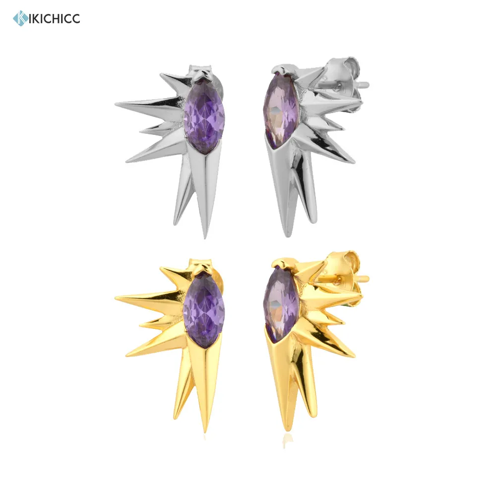 

Kikichicc серебро 925 пробы золото фиолетовый циркон Роскошные женские модные роскошные драгоценности 2020 Спайк один Циркон ювелирные изделия дл...