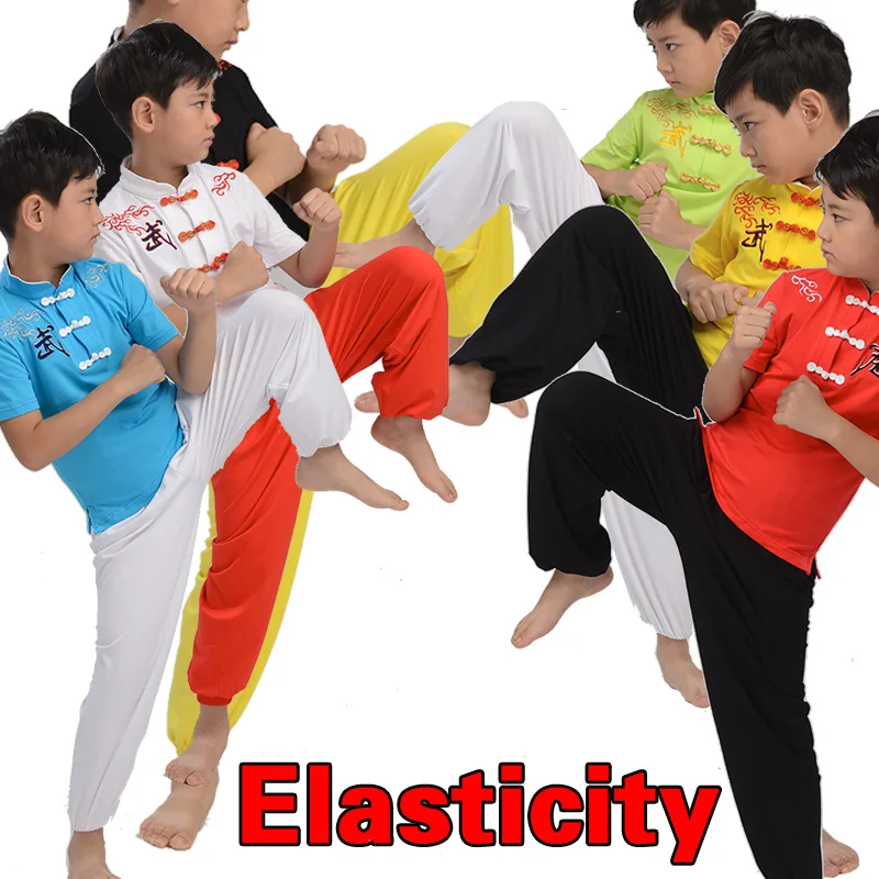 Штаны детские для боевых искусств тренировочные мешковатые штаны кунг-фу